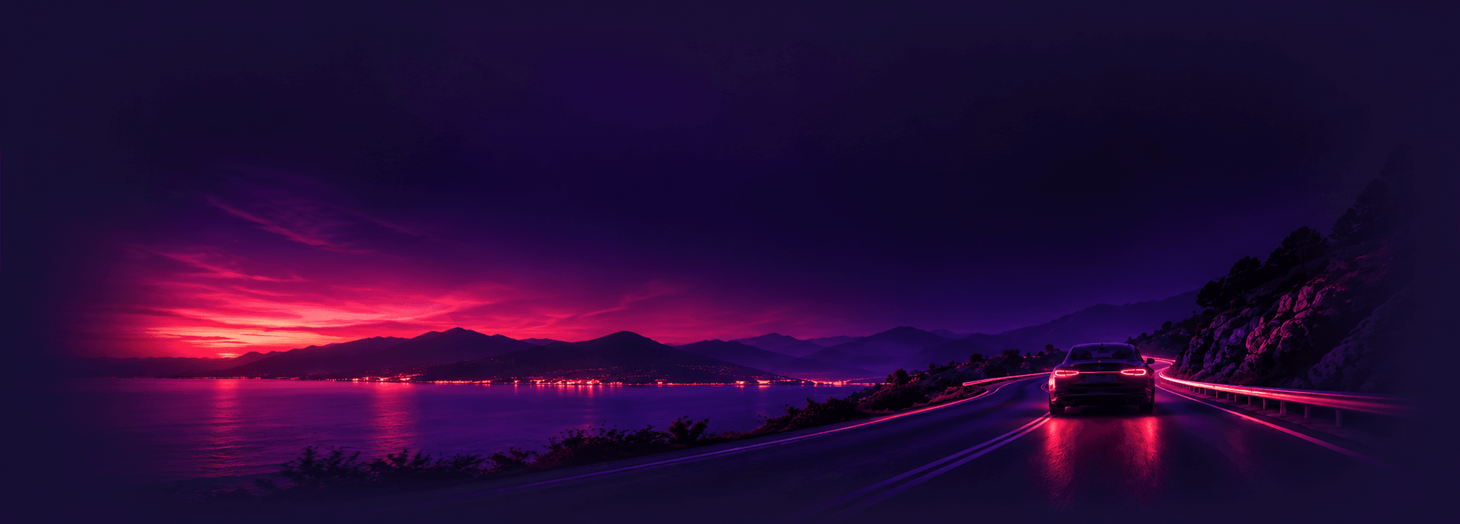 Driving a coastal road at dusk with Radijo playing